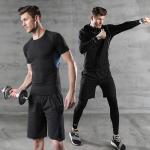 Men's Compression Pants Top Short Sleeve Sports Suit Running Wear