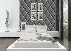 Wholesale Diamond Pattern High Imitation Leather Wallpaper , Modern Room Wallpaper PVC Material from china suppliers
