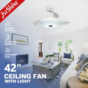 Wholesale 230V Dc Motor Retractable Ceiling Fan Light Acrylic Lamp shade from china suppliers