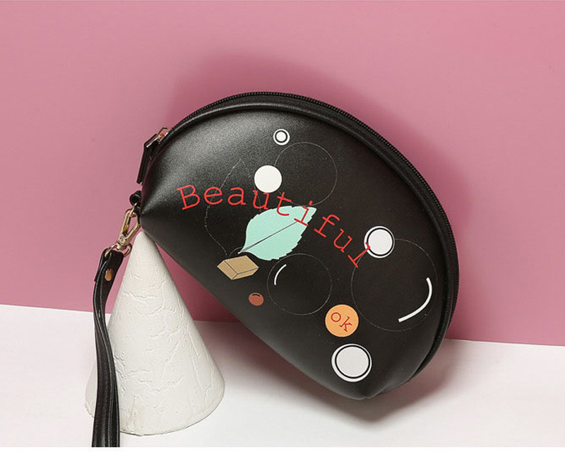 Simple Black L20*D7*H12 Cm PU Cosmetic Bag For Ladies
