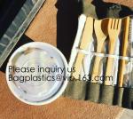 Eco friendly 5 Pieces Fork Knife Spoon Bamboo Disposable Cutlery Set Reusable