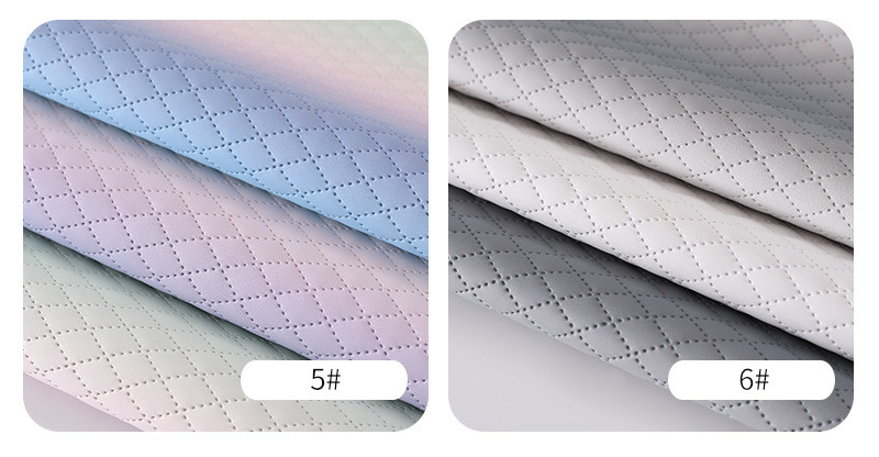 Embossed Handbag PU Leather Fabric Texture Of Gradient Rainbow Diamond Grid