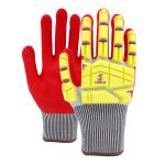 Industrial Grade Red Sandy Nitrile TPR Gloves Impact Defense And Enhanced Anti