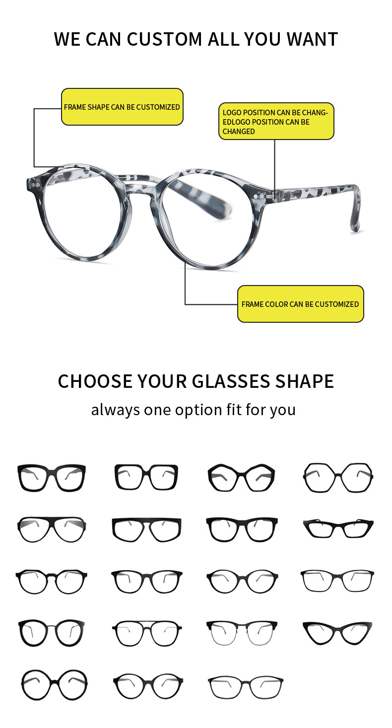 Full Custom Multi Shaped Glasses Frames Colorful OEM Optical
