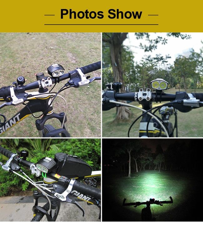 Easy To Install 2000 Lumens 2 LED Bike Front Light Headlamp LEDs Water Resistant