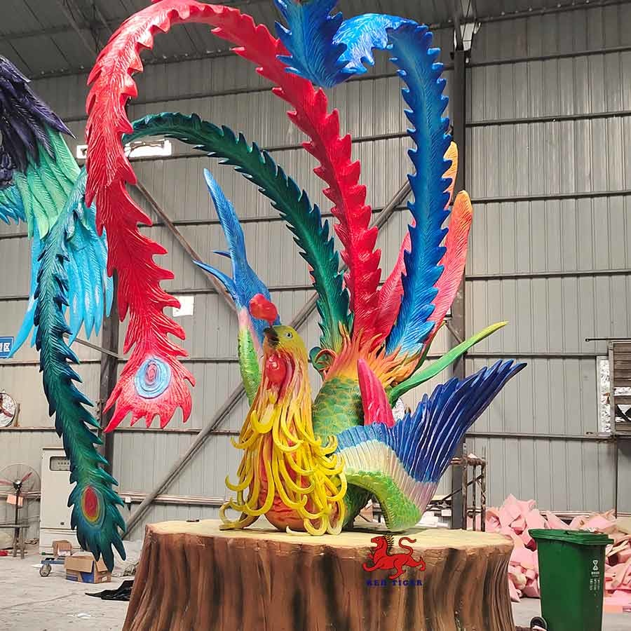 Weather Proof Realistic Animatronic Animals Chinese Mythical Animal Phoenix