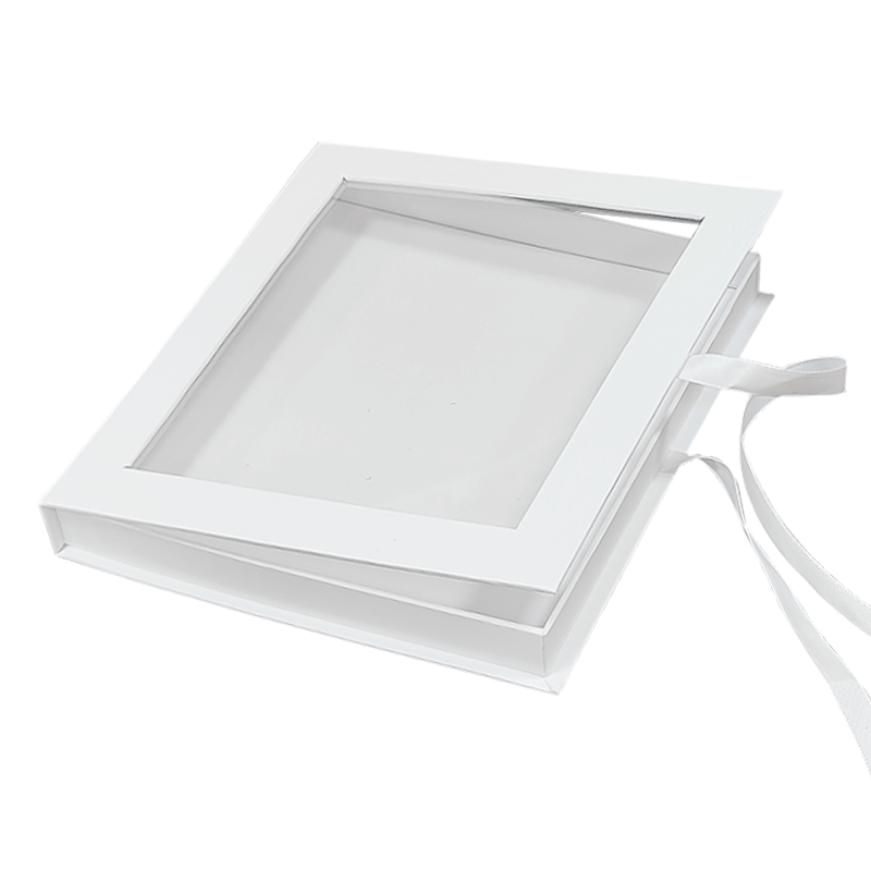 Square Cardboard Display Box Recycled Magnetic Closure Gift Box With Clear Window