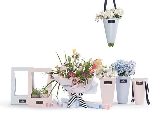 Cone Shaped Paperboard Boxes Packaging Flower Bouquet Bucket For Fresh Floral Arrangements