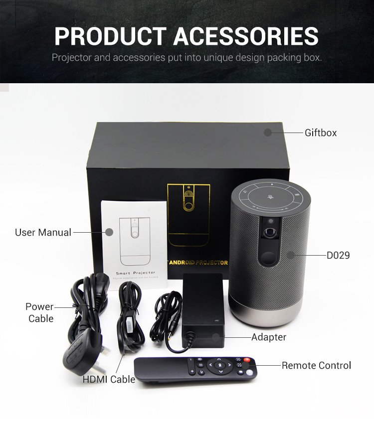 200ANSI 1080P Smart Portable Projector DLP Mini Projector 3D 4K