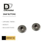 Dark Antique Sliver Metal Snap Buttons For Jackets 4 Parts Flat Trims
