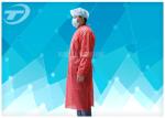 Medical Disposable Lab Coats Breathable Non woven With Shirt Collar Knitted Cuff