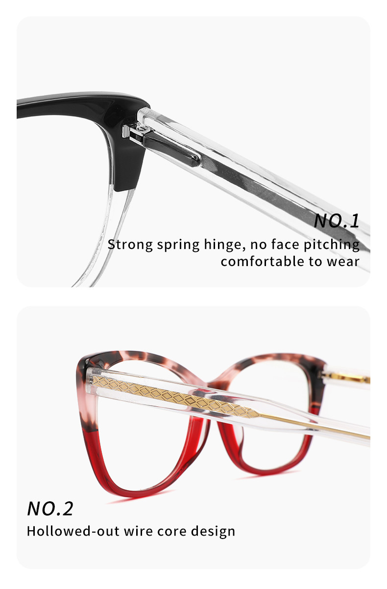 Women Luxury Acetate Frame Glasses Cat Eye Optical CE Approved