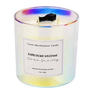 Wholesale 398g 14oz Healing Crystal Glass Jar Scented Candle Aromatherapy Candles Iridescent from china suppliers