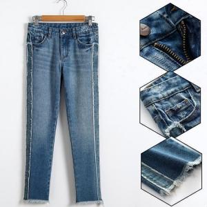 Wholesale Children Girls Denim Clothes Grinding Trendy Trousers Med Blue Color from china suppliers