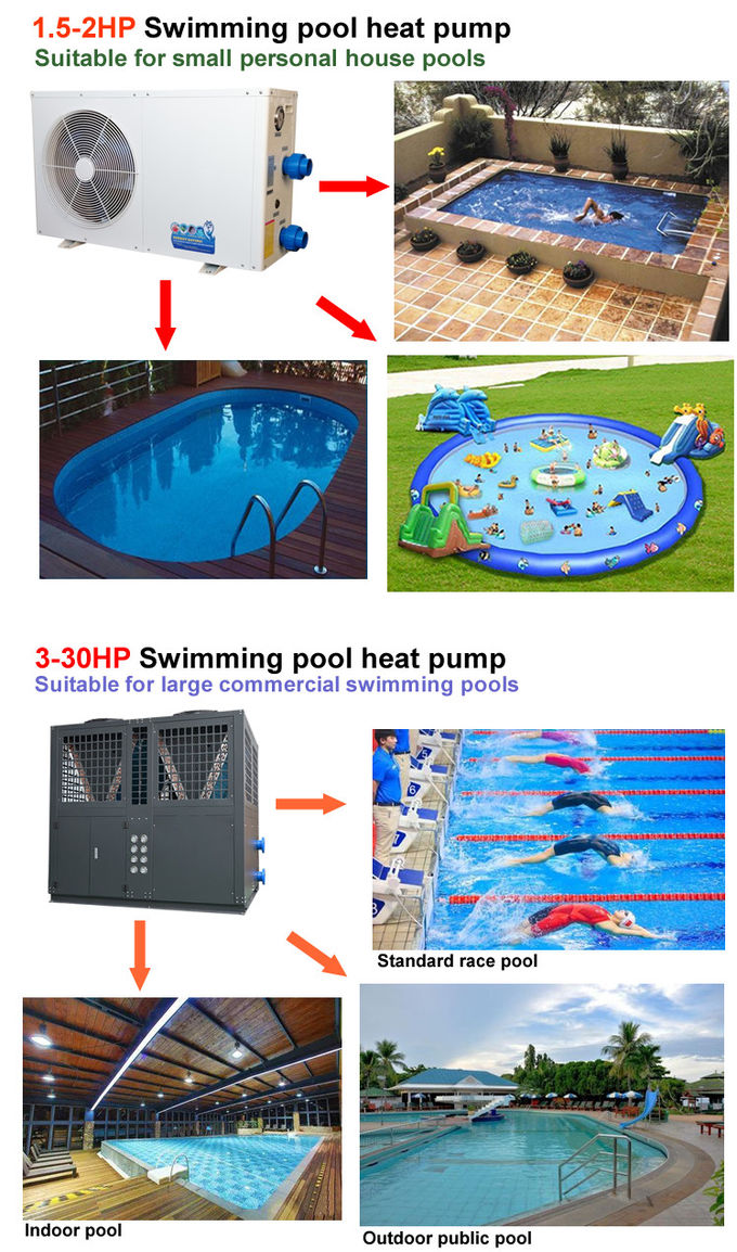 Swimming Pool 2-25HP 20KW R417a Circulation Heating Pump