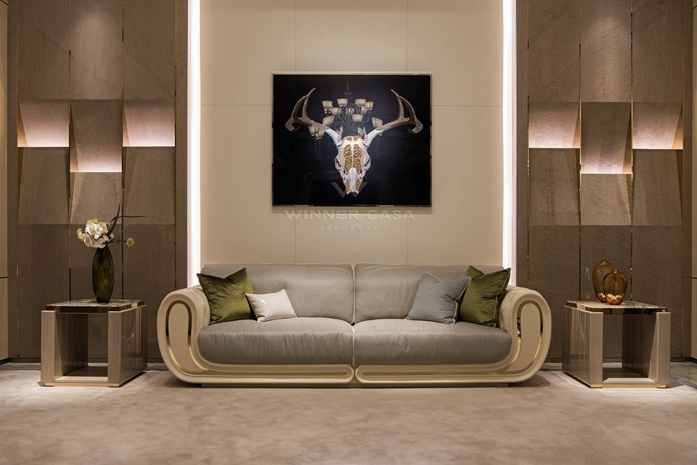 Luxury White Genuine Leather Living Room Furniture Modern Sofa Set