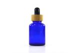 Luxury Bamboo Lid Dark Glass Dropper Bottles With Black Matte Glass Material