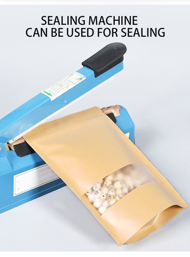 Wholesale Customizable Kraft Paper Stand Up Zipper Pouch Resealable Food Grade Packaging for Coffee Snacks Brown/White, ISO Certified, Samples