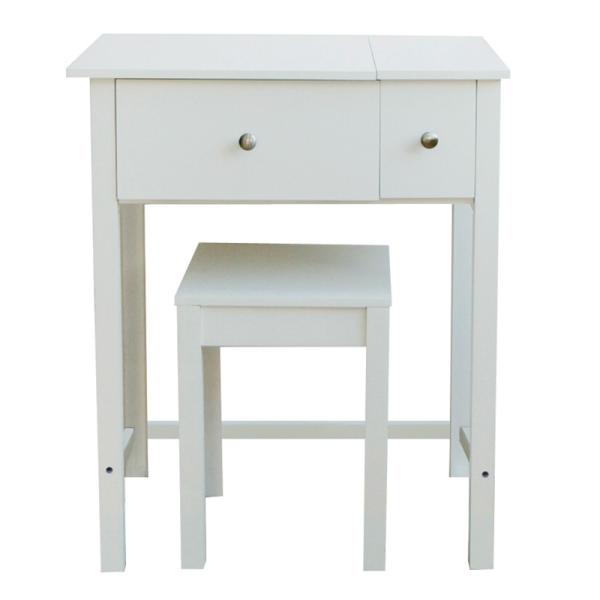 Girls Wooden Makeup Dressing Table With Mirror , Wood Makeup Vanity Stool