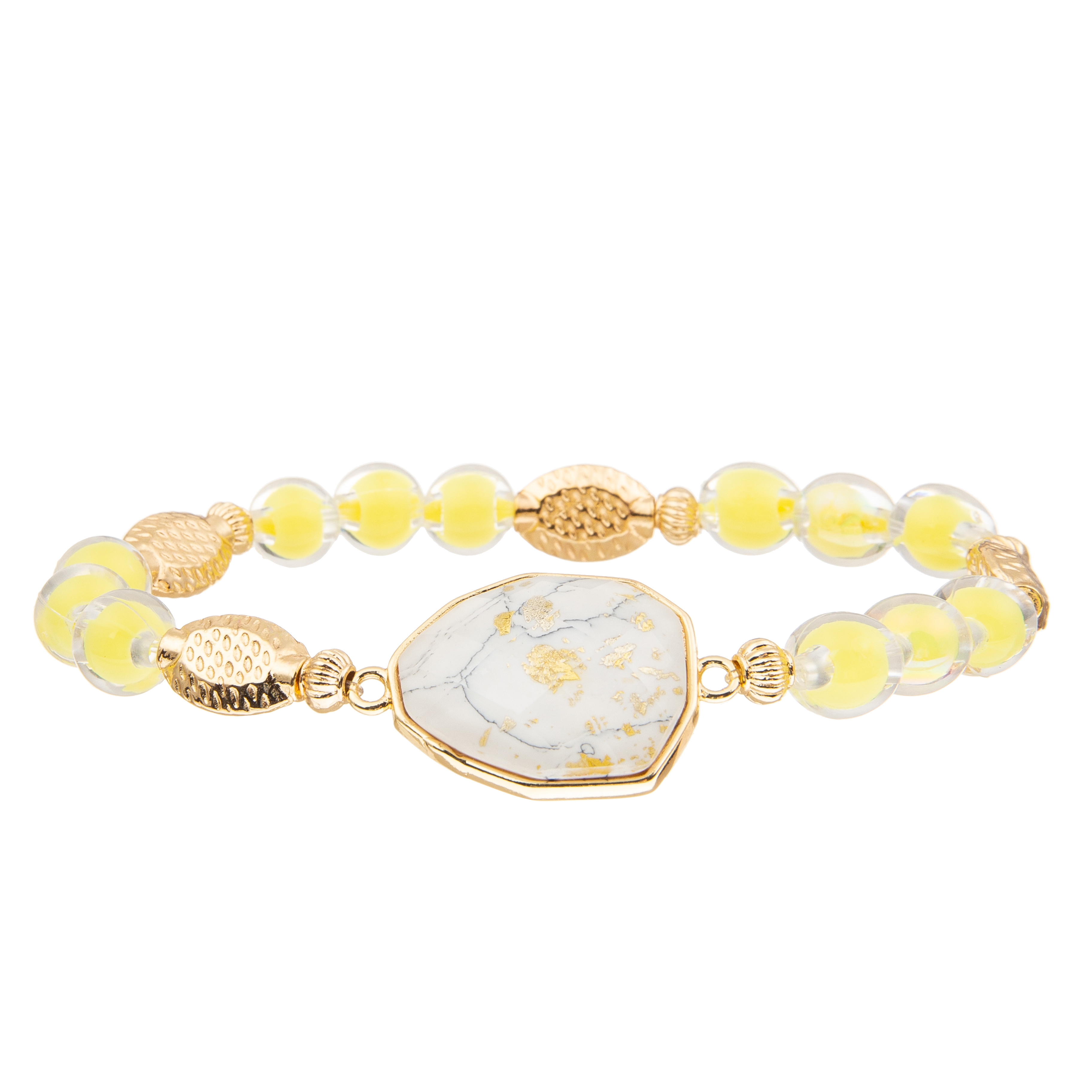 5 Colors Handmade Glass Beads Bracelets Set With Gold Plated Irregular Turquoise