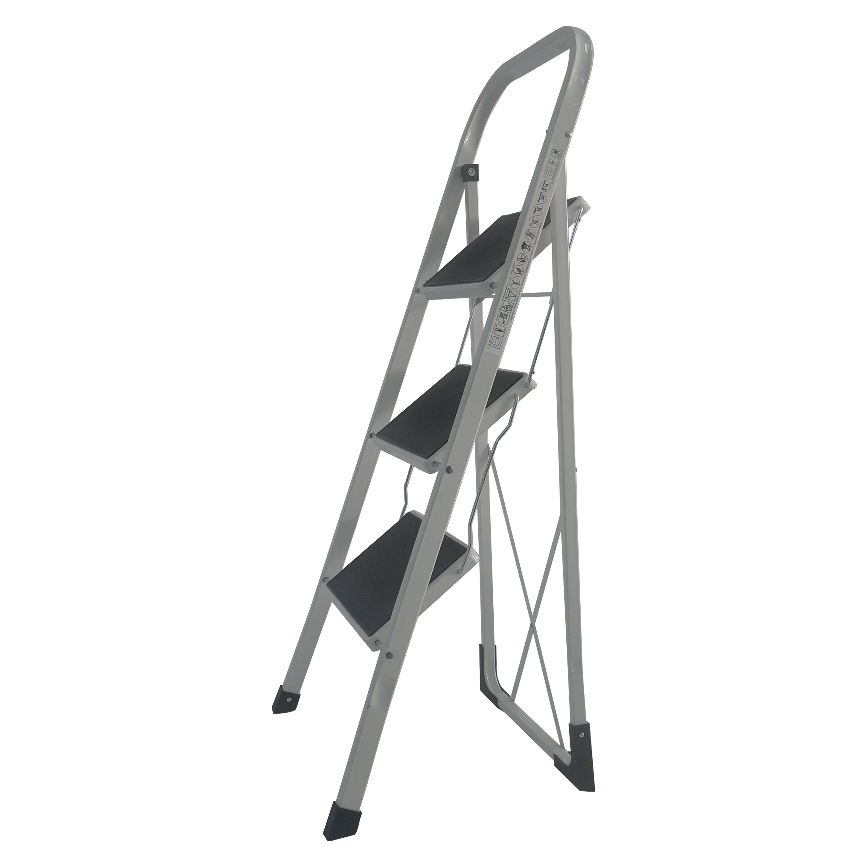Foldable Steel Step Stool 3 Steps Anti Slip Metal Folding Step Ladder