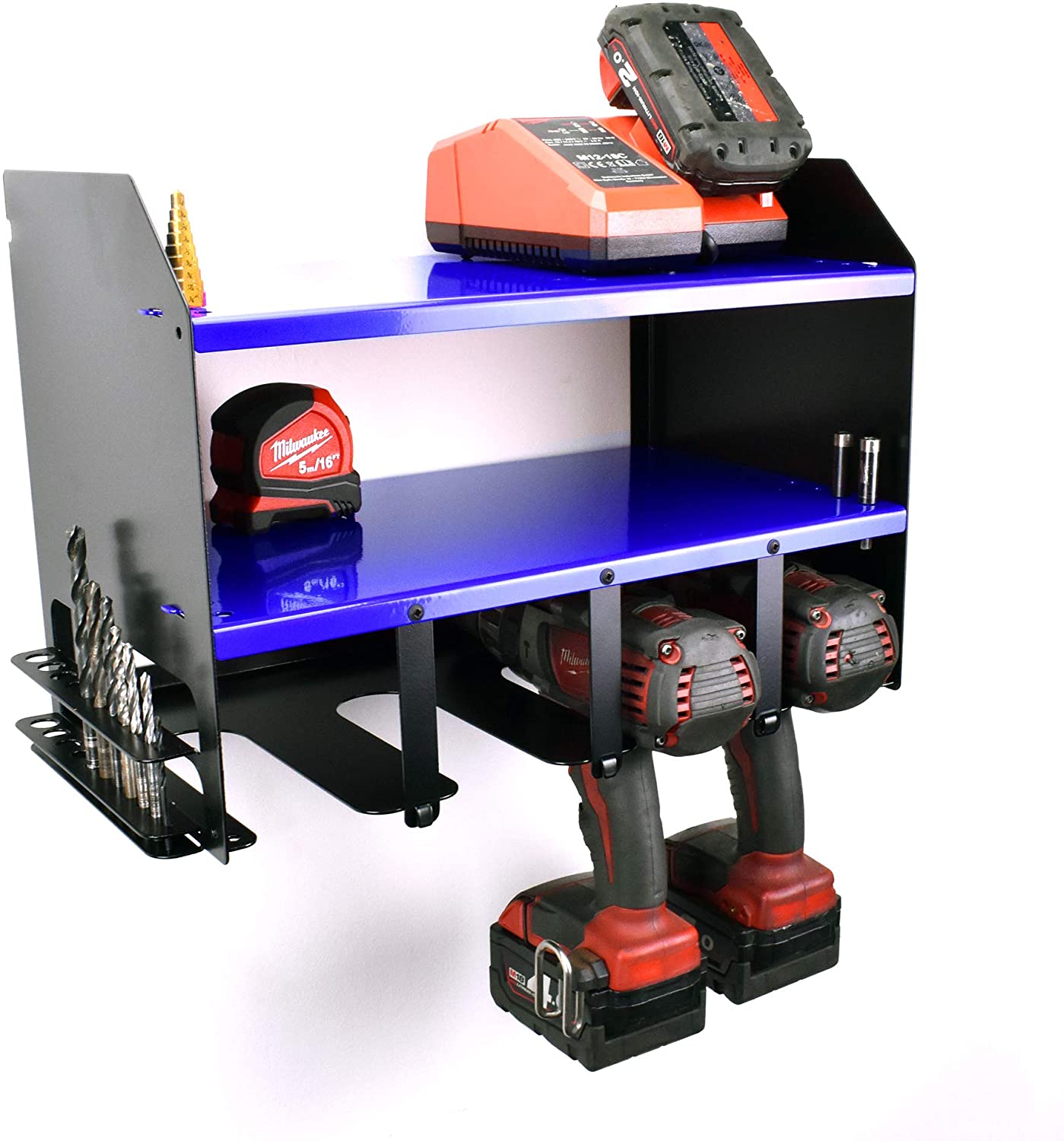 Vintage Design Style Garage Tool Organizer with Wall Mounted Storage and Charging
