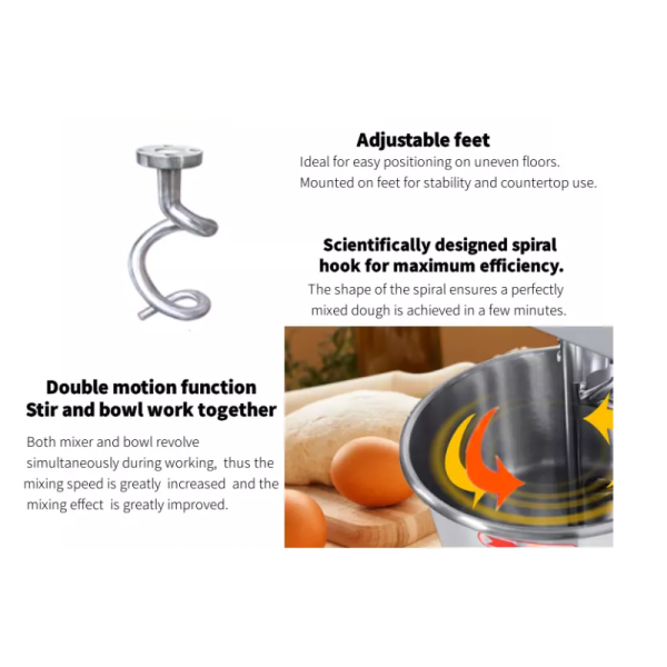 Spiral Mixer Food Processing Machinery Double Action One Speed CE Certification