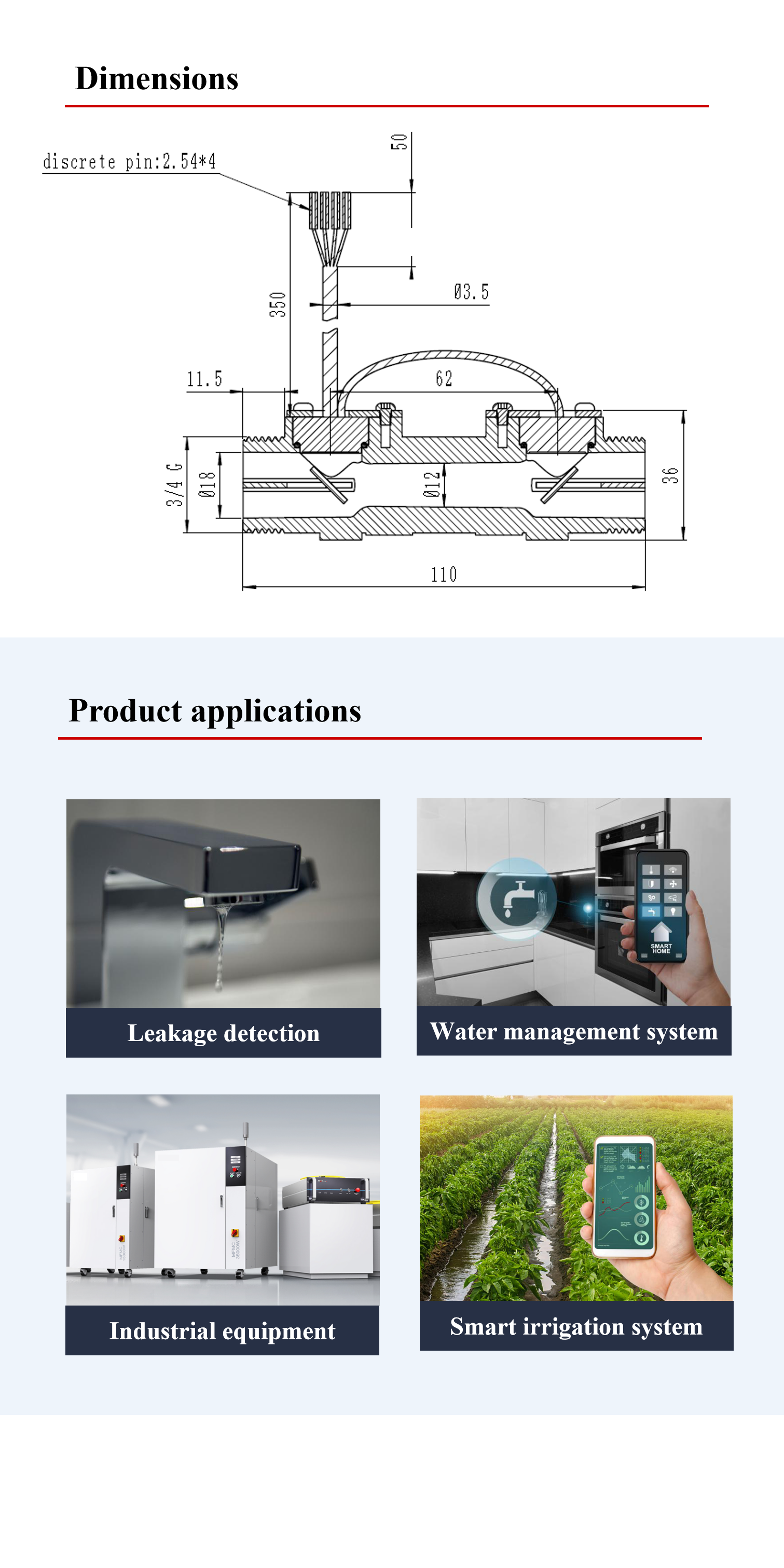 DN15 Ultrasonic Flow Sensor Module Piezoelectric Flow Transceiver 1.6MPa Pressure