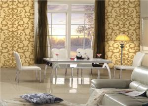 Wholesale Embossed PVC Vinyl Wallpaper Yellow Damask Pattern Wallpaper For Dining Room from china suppliers