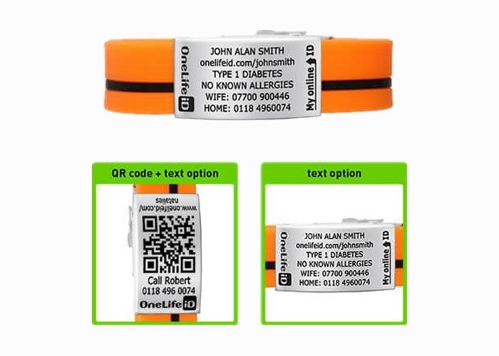 Black band pink line silicone children ID bands with emergency id tags