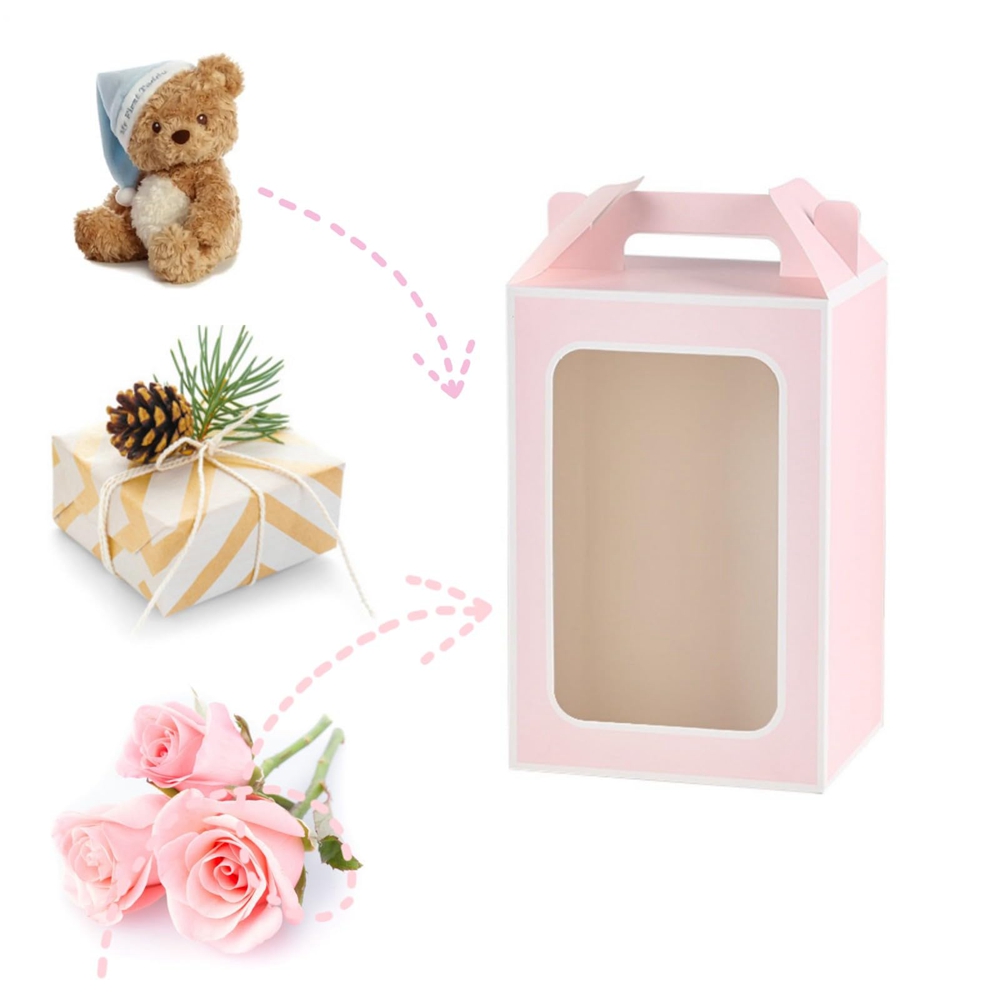 Custom Folding Paper Box With Handle And Clear Window Front L*W*H cm For Candle Packaging