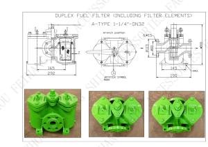 Wholesale DUPLEX FUEL STRAINERS (INCLUDING FILTER ELEMENTS) A32-0.25/0.16 CB/T42 -94 FLANGE TO FLANGE (L) - 195mm from china suppliers