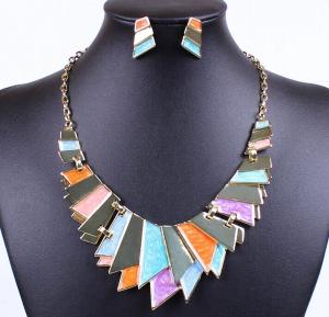 Wholesale Europe and the United States exaggerated color drip Necklace with earrings from china suppliers