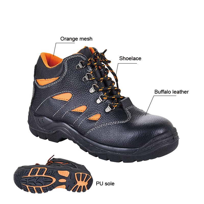 Split Leather PU Injection STEEL TOE Safety Shoes UC-385 for Workplace Protection