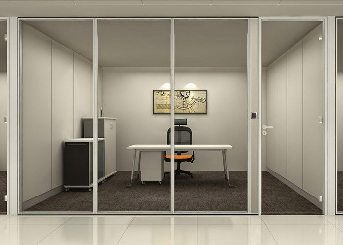 10mm Single Glass Partition Wall System With 79mm Aluminum Framed Sound Insulation