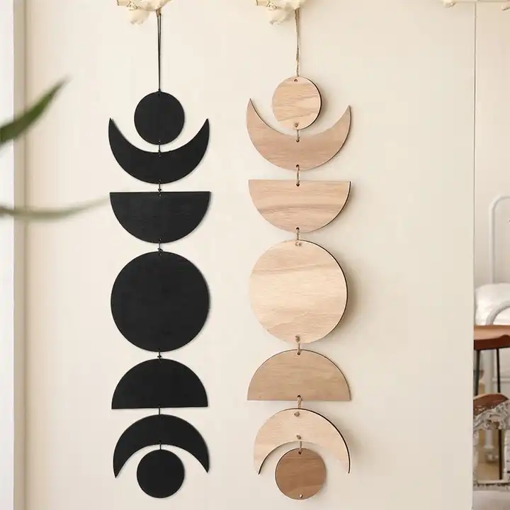 Creative Sun and Moon wooden pendant retro style decorations