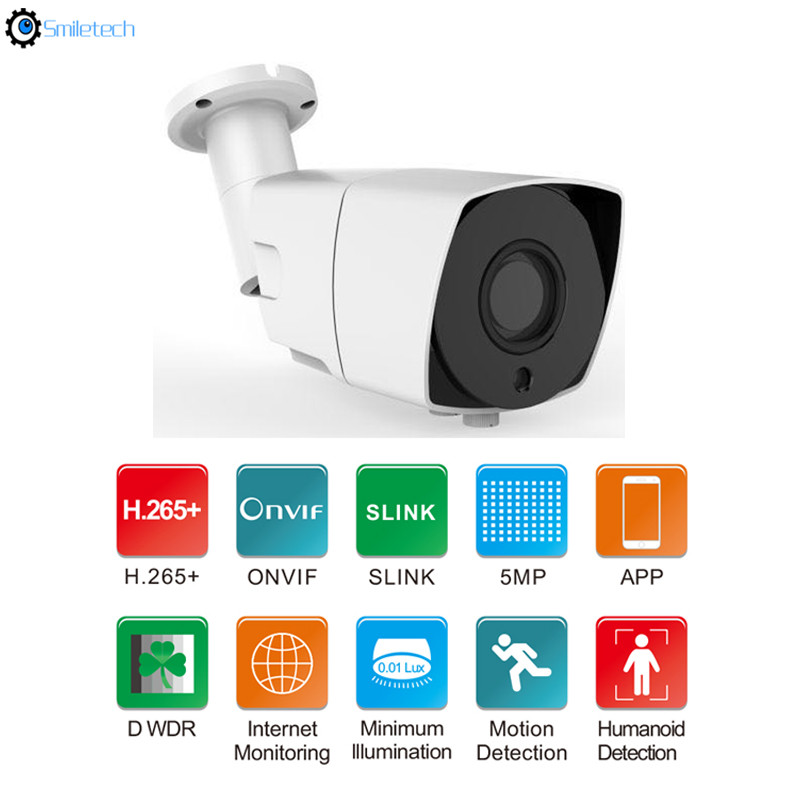 Outdoor 5.0MP 35m IR bullet H.265 POE smart metal case 2.8-12mm Varifocal Lens network surveillance IP bullet camera