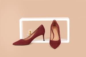 Wholesale Burgundy Workplace Women Pumps Shoes High Heel With Soft Genuine Suede Leather from china suppliers