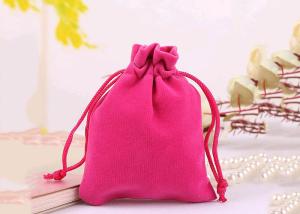 Wholesale Durable Style Small Velvet Drawstring Bags Cotton Flap Soft Pink Colored from china suppliers