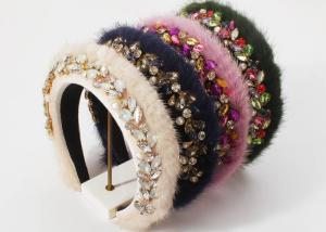 Wholesale Autumn/Winter hair accessories Fashion mink plush headbands hair hoop luxury color drill wide edge hair headdre from china suppliers