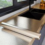 Matt Silver Foil Kitchen Stickers Self-Adhesive Wallpaper for Countertops and