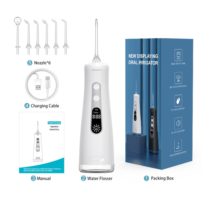 Oral Irrigator Dental Care 350ml Tank Rechargeable USB LED Display Electric Portable Water Flosser