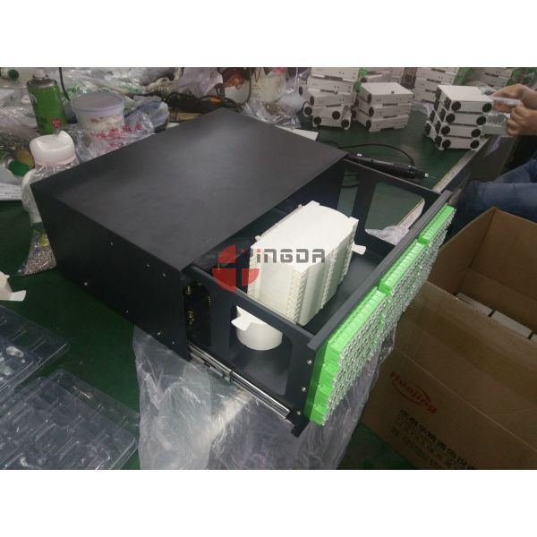 Cold Rolled Steel Fiber Patch Panel 288 Cores Slide Tray With SC Duplex Adapters