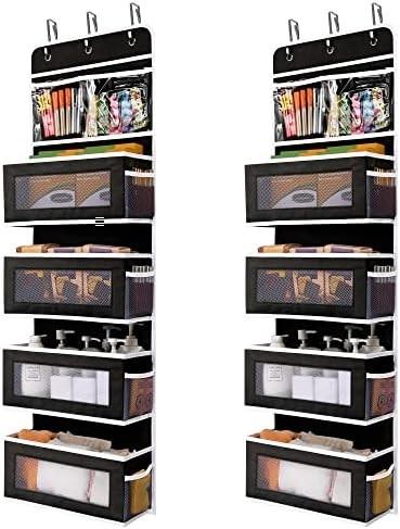 JARLINK 2 Pack 5-Shelf Over Door Hanging Organizer, Foldable Wall Mount 4 Big