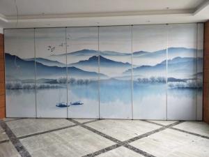 Wholesale Collapsing Landscape Painting Leather Wooden Movable Partition Walls For Hotel from china suppliers
