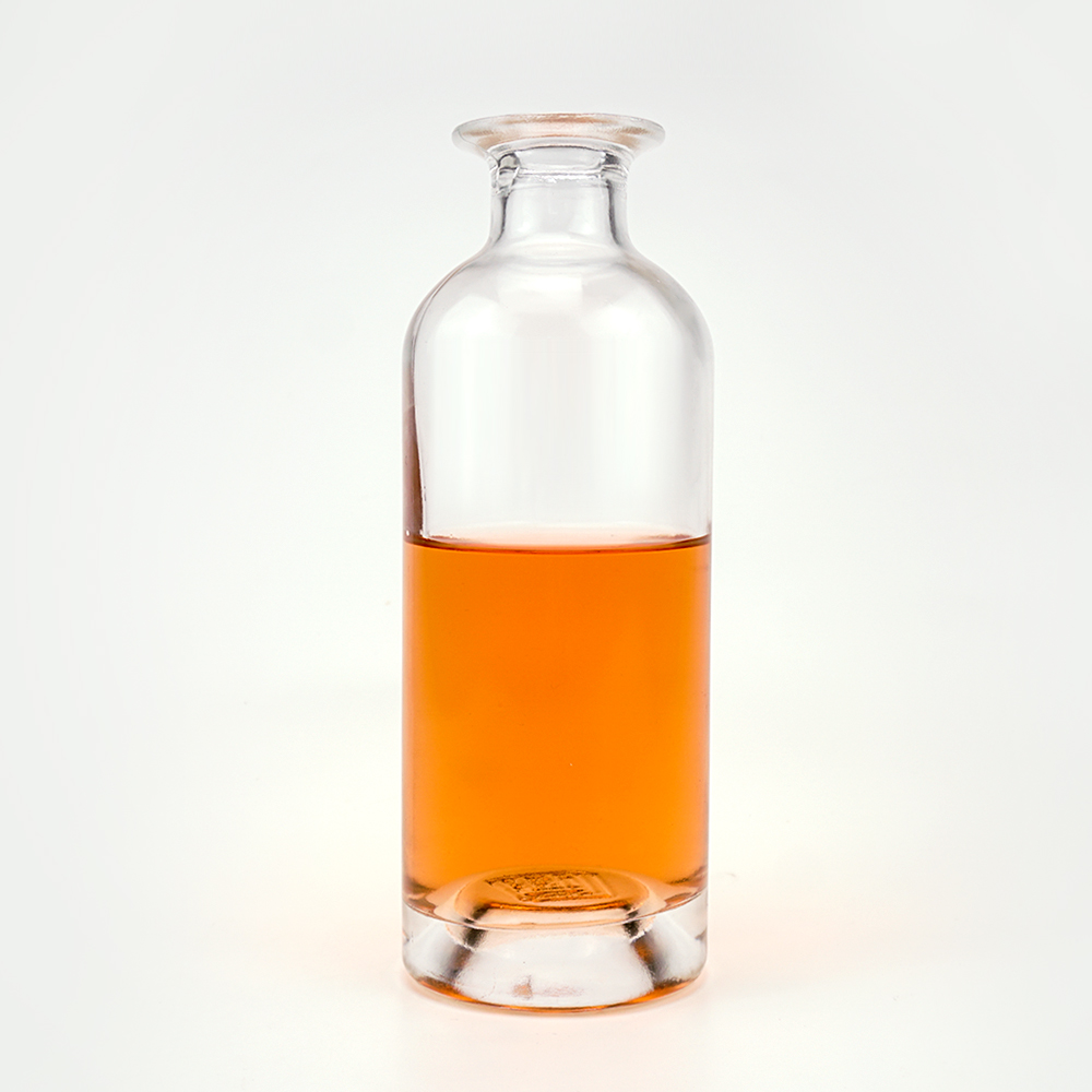 Engraving Surface 700ml Round Shape Wide Mouth Glass Bottle for Clear Vodka Whisky