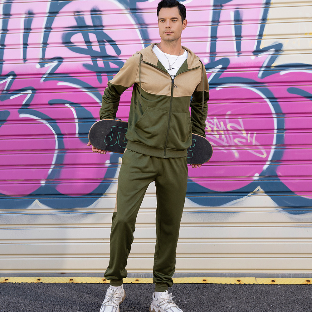 2023 Autumn and Winter Cross-Border New Large Size Leisure Sports Suit Men&prime;s Trend Hooded Sports Suit