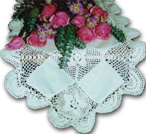 Rectangular coffee table linen table cloth table, Corcheted Lace Table linen, Tablecloth
