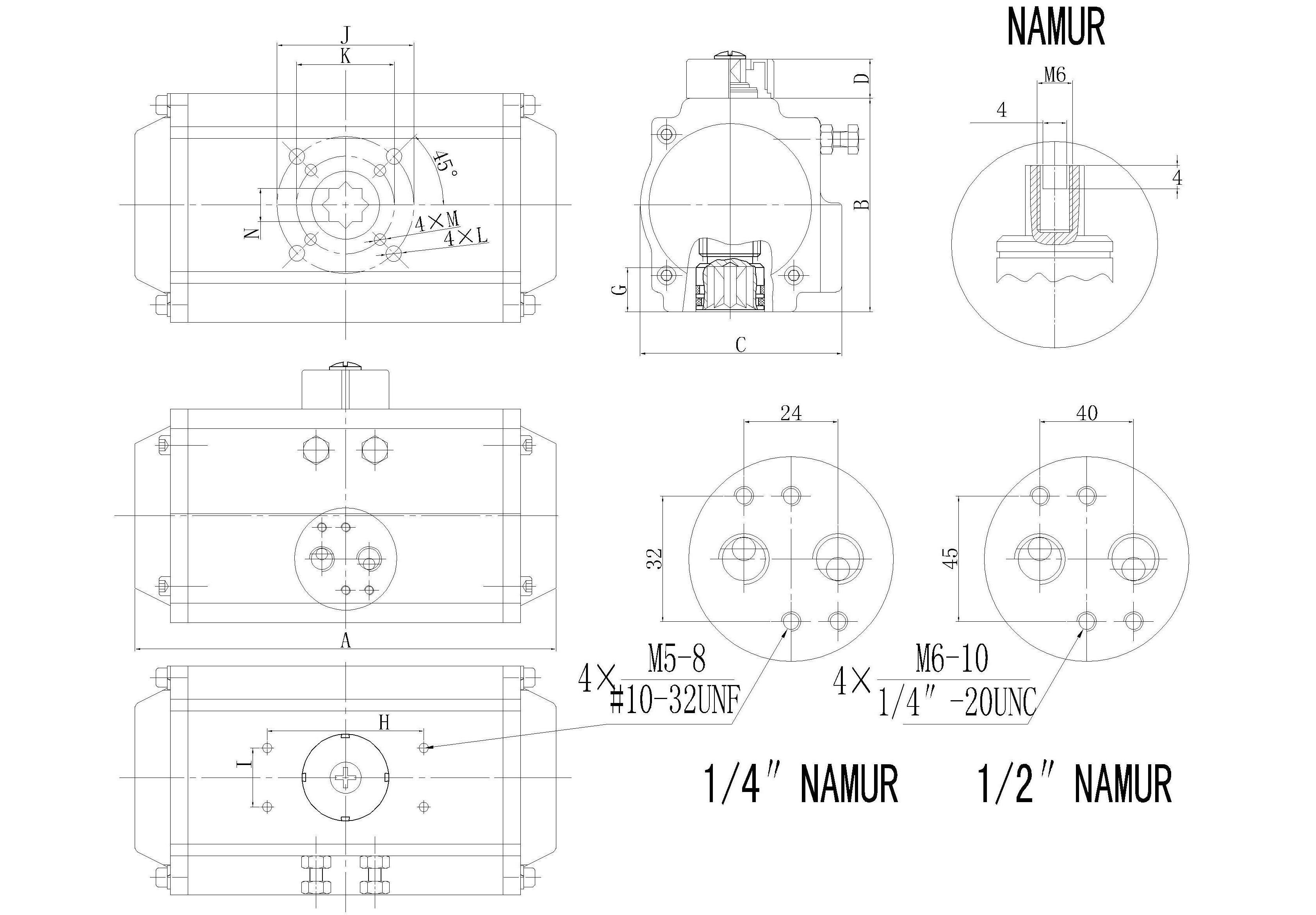0~90 Degree Double Acting Pneumatic Rotary Actuator Rack And Pinion Rotary Actuator AT32-400