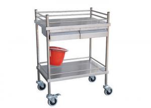China Two Layers Stainless Steel Medical Trolley Medicine Change Hospital Cart With Plastic Barrel (ALS-SS05) on sale